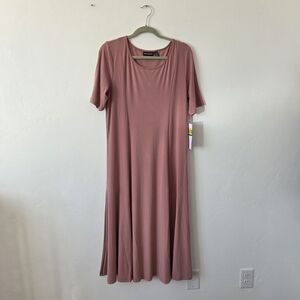 Nina Leonard Pink Midi Dress NEW